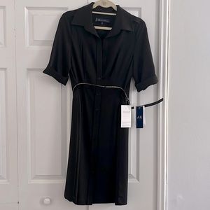 Anne Klein Shirt Dress with Leopard Print Belt